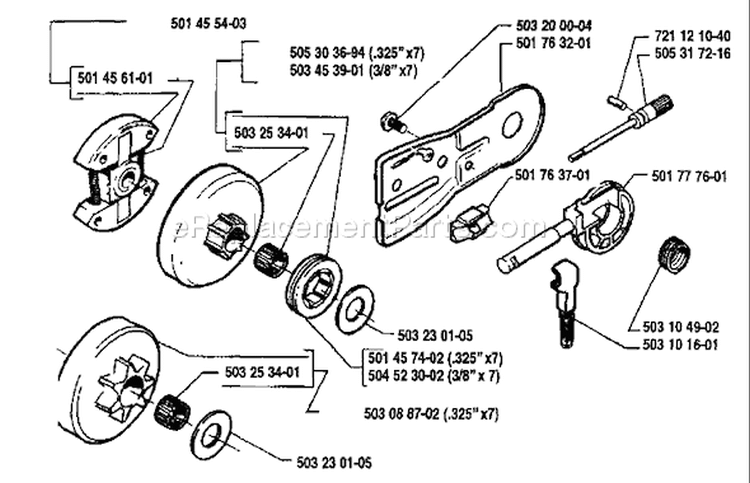 Page D Diagram and Parts List for 55 1990-01 Husqvarna Chainsaw