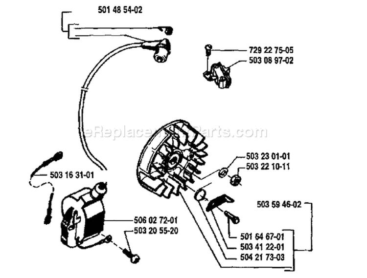 Page F Diagram and Parts List for 51 1990-01 Husqvarna Chainsaw