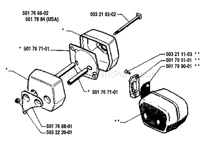 Page G Diagram and Parts List for 51 1990-01 Husqvarna Chainsaw