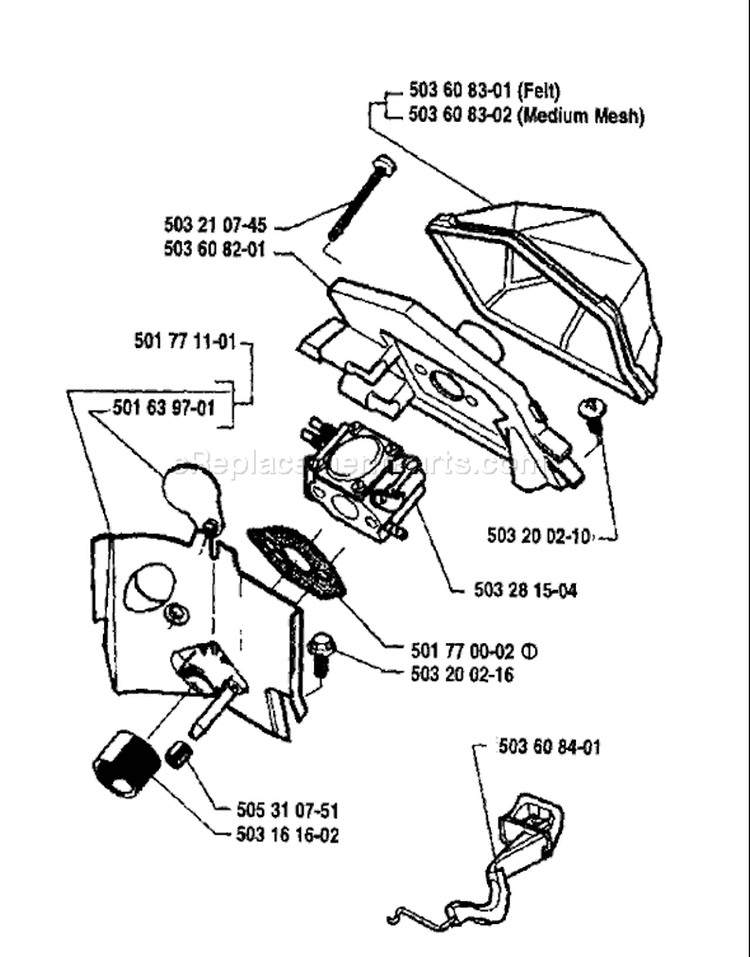 Page A Diagram and Parts List for 55 1991-10 Husqvarna Chainsaw