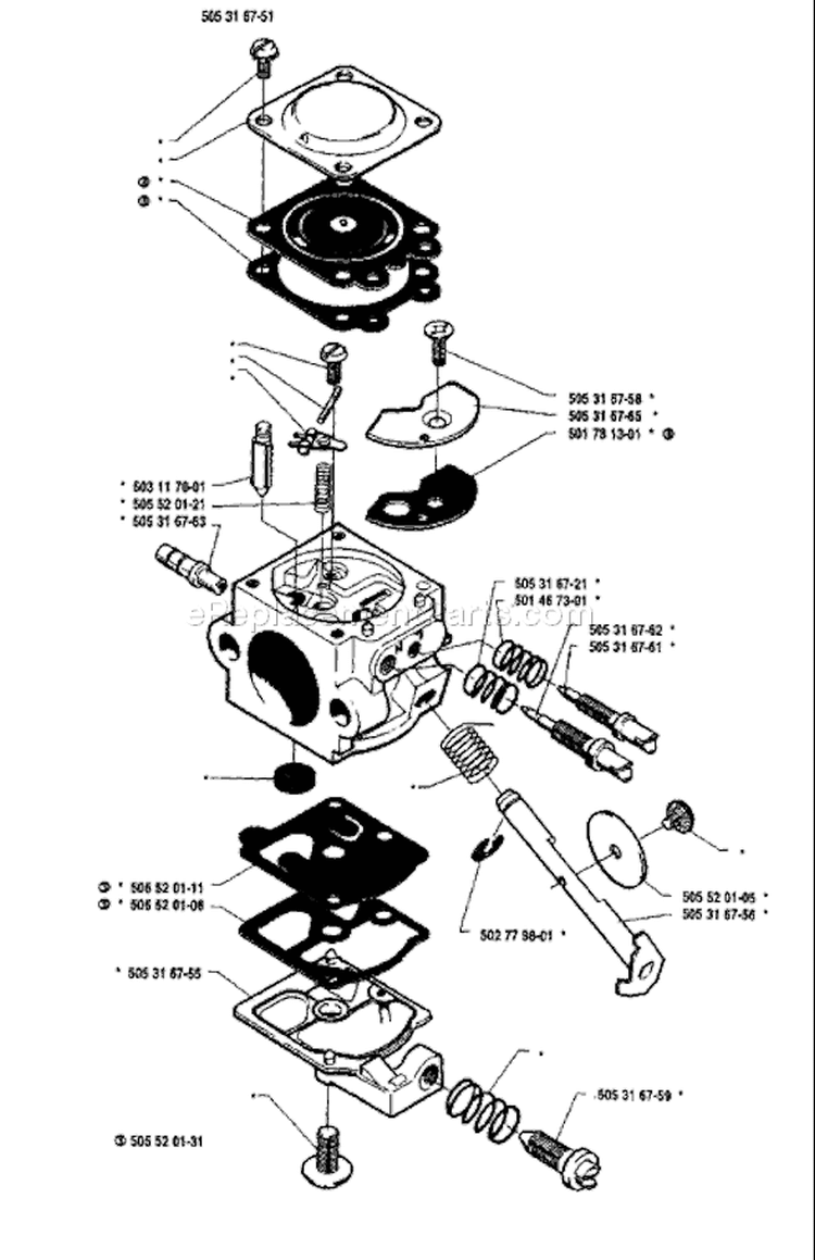 Page C Diagram and Parts List for 51 1991-10 Husqvarna Chainsaw
