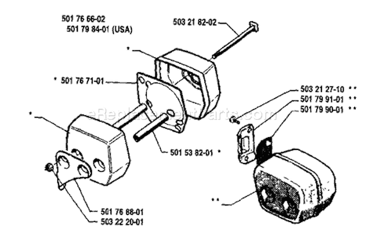 Page G Diagram and Parts List for 55 1991-10 Husqvarna Chainsaw