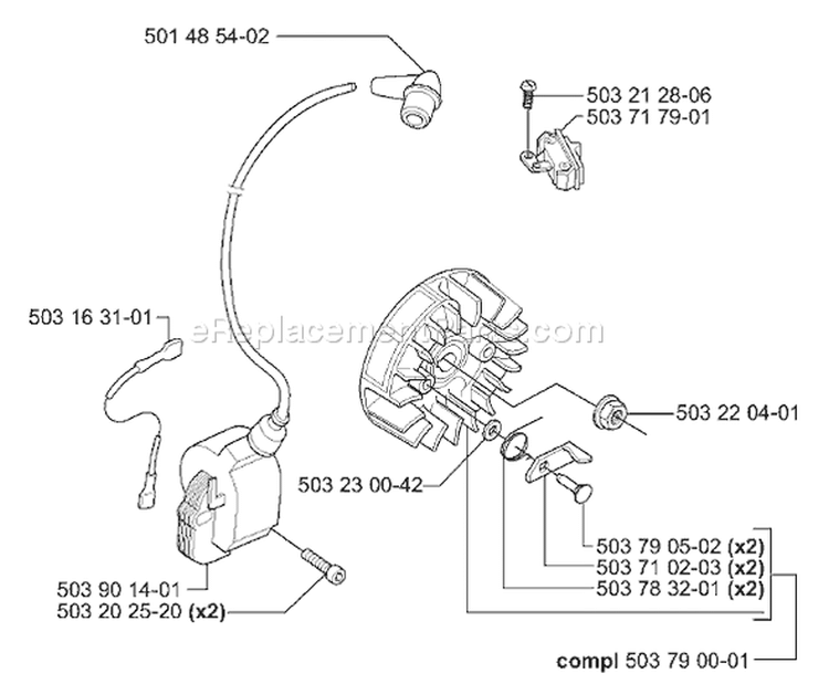 Page F Diagram and Parts List for 55 2006-02 Husqvarna Chainsaw