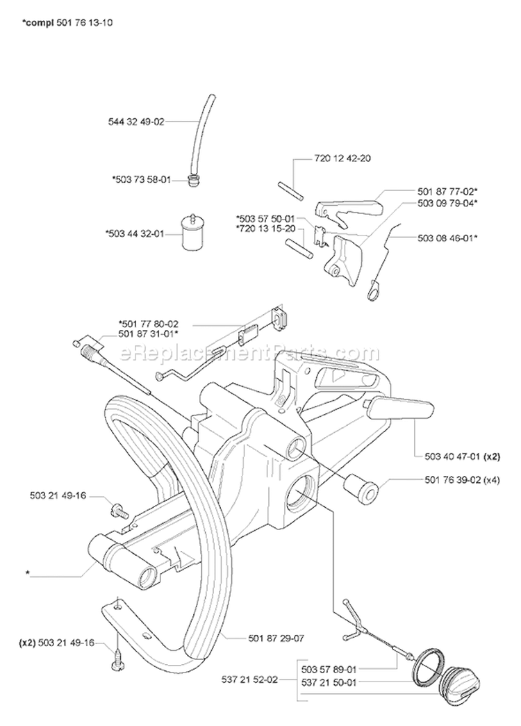 Page F Diagram and Parts List for 55 2007-02 Husqvarna Chainsaw