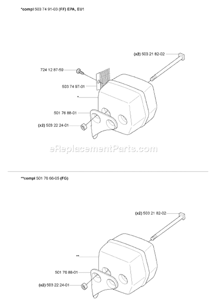 Page H Diagram and Parts List for 55 2007-02 Husqvarna Chainsaw