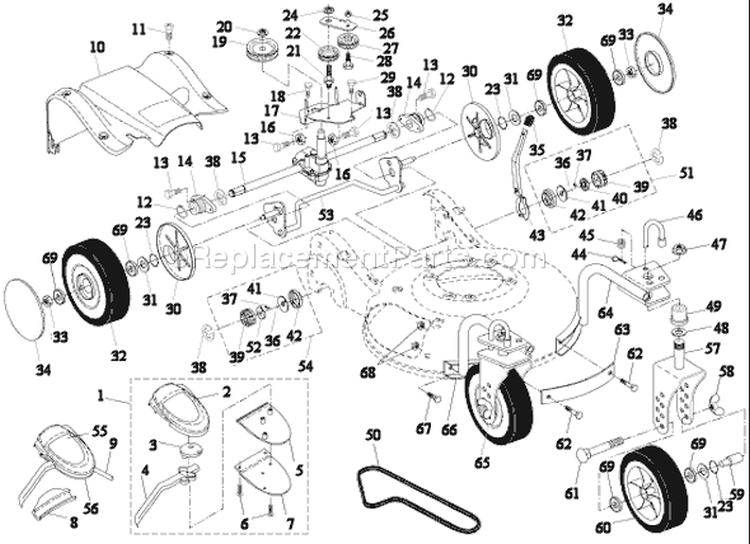 Page A Diagram and Parts List for 55C21HVA 55 C 21 HVA 954223890 -2003-12 Husqvarna Lawn Mower