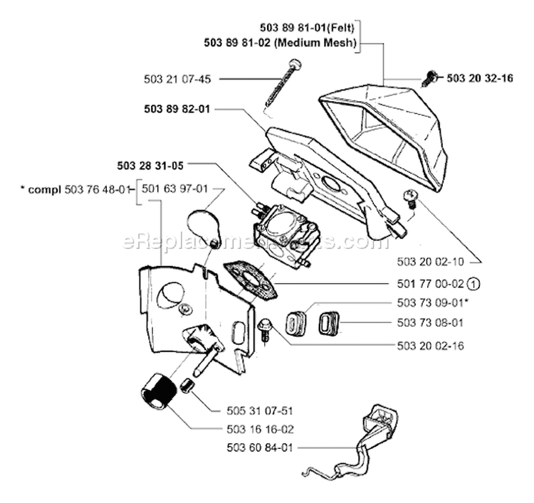Page A Diagram and Parts List for 51 1998-06 Husqvarna Chainsaw