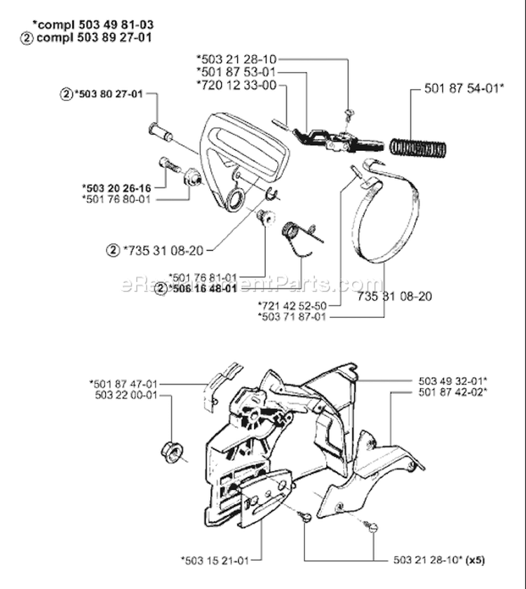 Page D Diagram and Parts List for 55 1998-06 Husqvarna Chainsaw