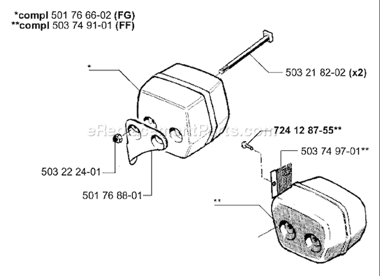 Page H Diagram and Parts List for 51 1998-06 Husqvarna Chainsaw