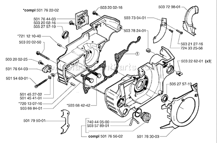 Page E Diagram and Parts List for 51 2000-05 Husqvarna Chainsaw
