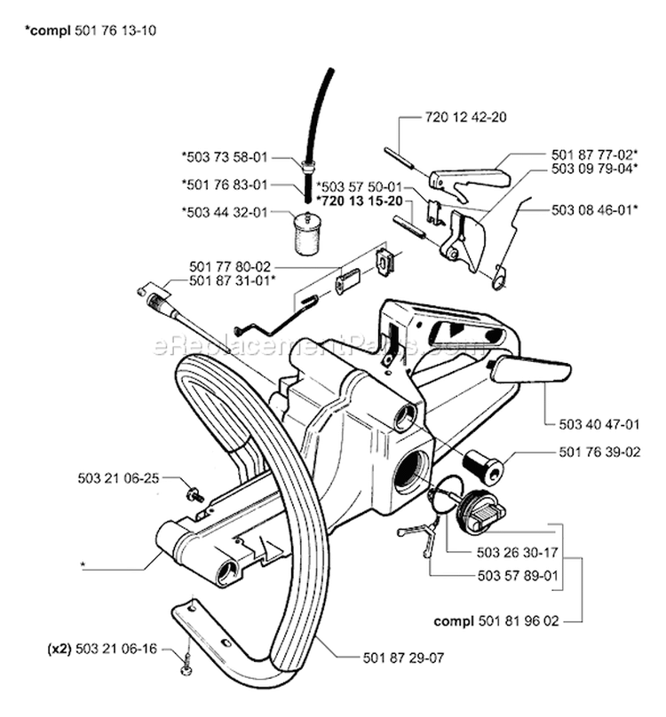 Page F Diagram and Parts List for 51 2000-05 Husqvarna Chainsaw