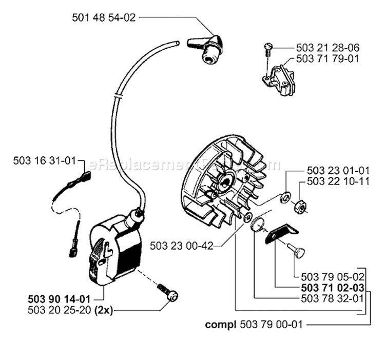 Page G Diagram and Parts List for 51 2000-05 Husqvarna Chainsaw