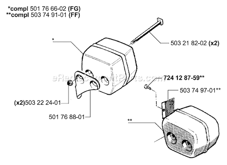 Page H Diagram and Parts List for 51 2000-05 Husqvarna Chainsaw