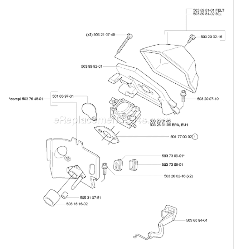 Page A Diagram and Parts List for 55 2007-02 Husqvarna Chainsaw
