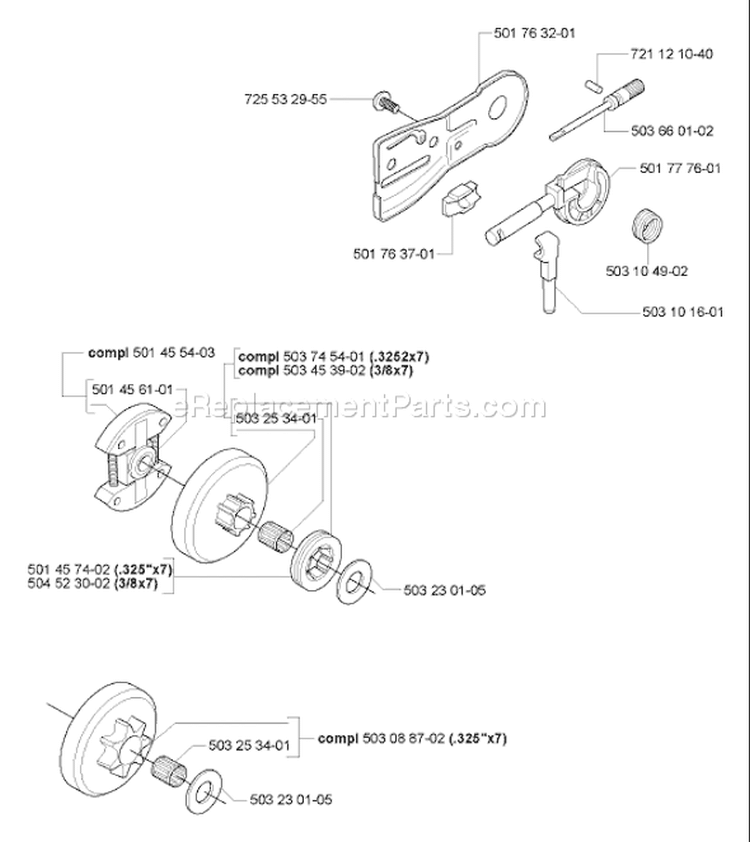 Page D Diagram and Parts List for 55 2007-02 Husqvarna Chainsaw