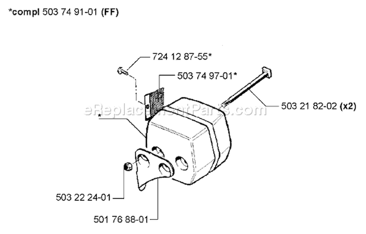 Page F Diagram and Parts List for 55RANCHEREPA 55 Rancher EPA 1998-08 Husqvarna Chainsaw