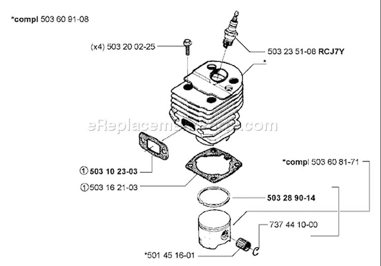 Page H Diagram and Parts List for 55RANCHEREPA 55 Rancher EPA 1998-08 Husqvarna Chainsaw