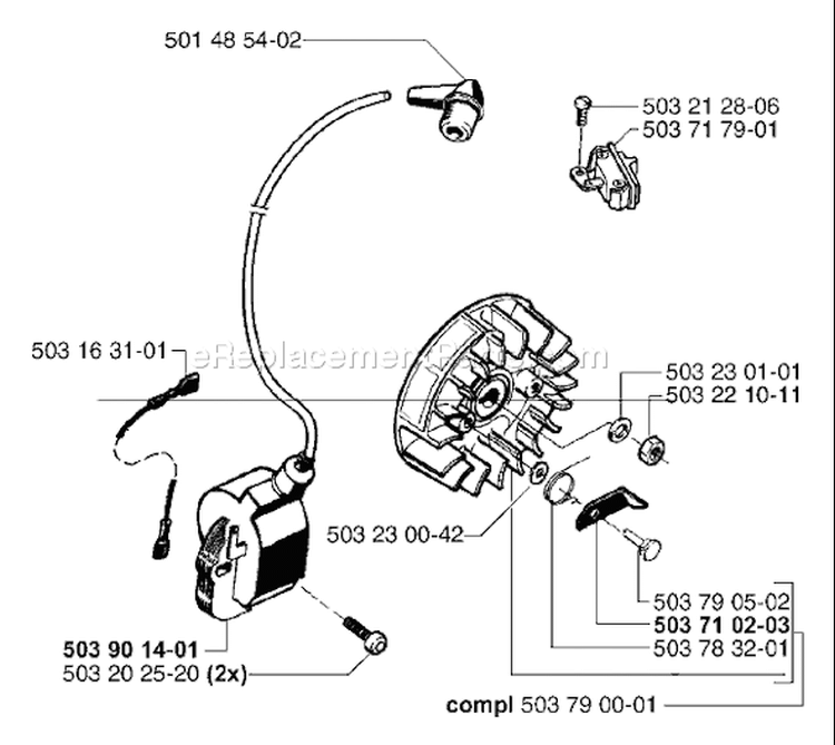 Page F Diagram and Parts List for 55RANCHEREPA 55 Rancher EPA 2000-05 Husqvarna Chainsaw