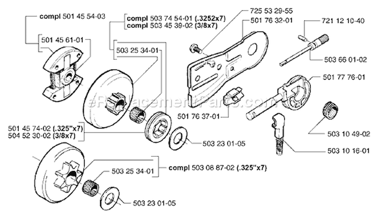 Page H Diagram and Parts List for 55RANCHEREPA 55 Rancher EPA 2000-05 Husqvarna Chainsaw