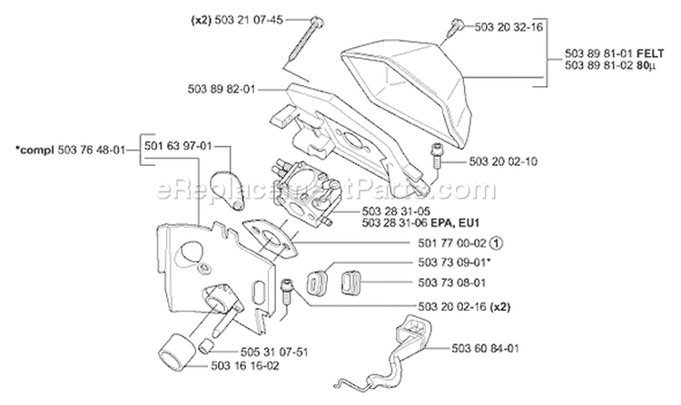 Page A Diagram and Parts List for 55EU1 55 EU1 2006-02 Husqvarna Chainsaw