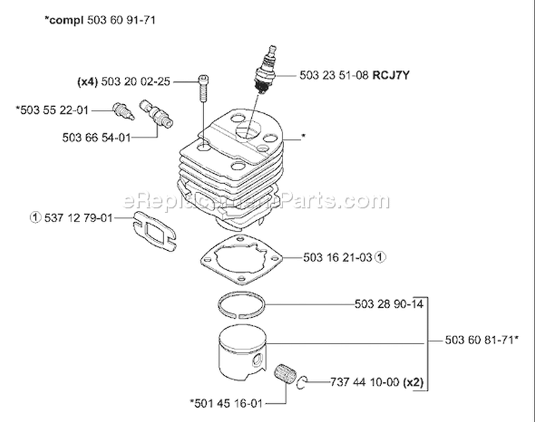 Page K Diagram and Parts List for 55EU1 55 EU1 2006-02 Husqvarna Chainsaw