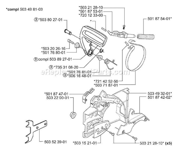 Page D Diagram and Parts List for 55EU1 55 EU1 2006-02 Husqvarna Chainsaw