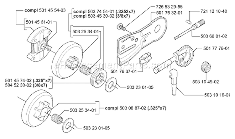 Page E Diagram and Parts List for 55EU1 55 EU1 2006-02 Husqvarna Chainsaw