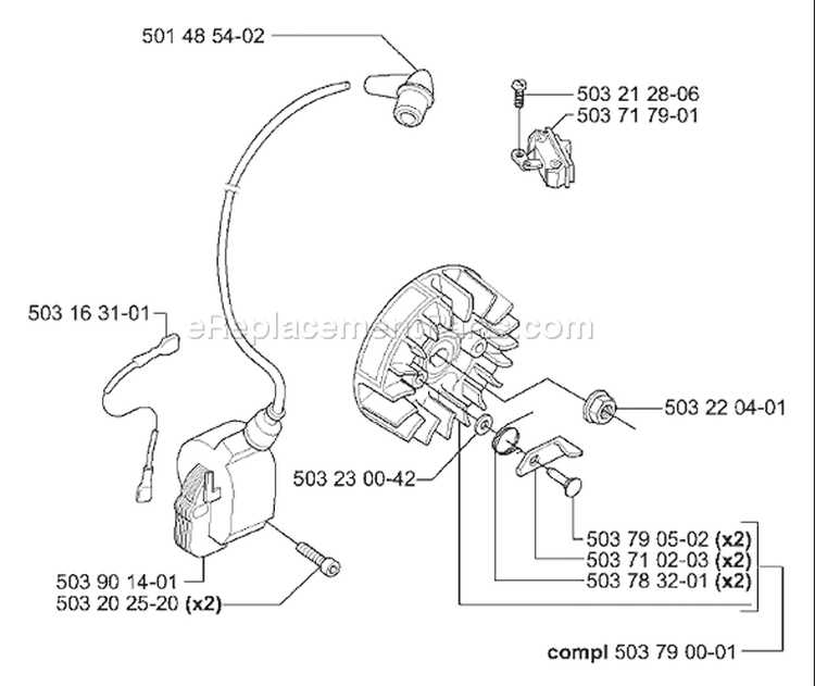 Page G Diagram and Parts List for 55EU1 55 EU1 2006-02 Husqvarna Chainsaw