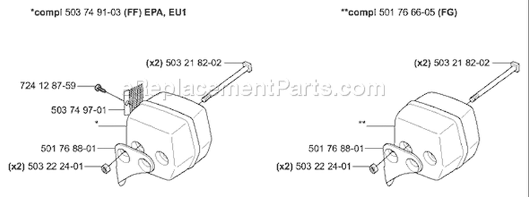 Page H Diagram and Parts List for 55EU1 55 EU1 2006-02 Husqvarna Chainsaw