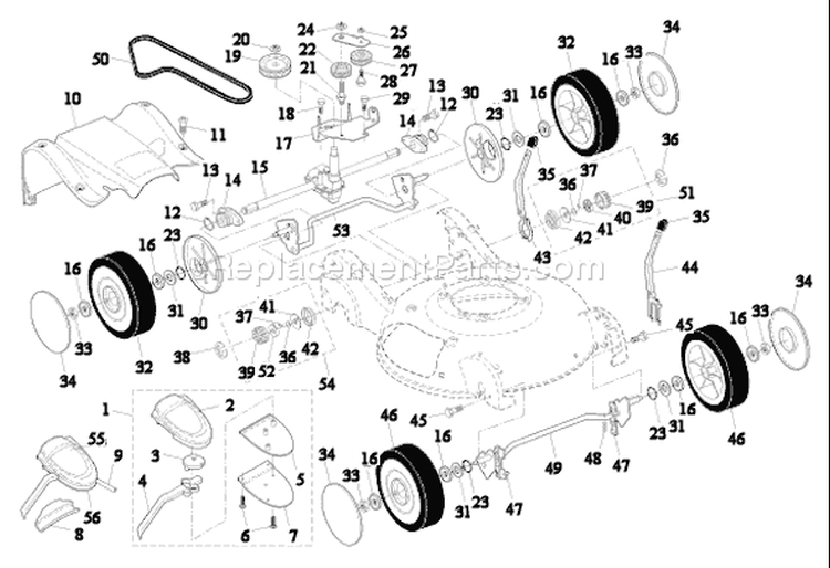 Page C Diagram and Parts List for 55R21HVA 55 R 21 HVA 954223210 -2003-06 Husqvarna Lawn Mower