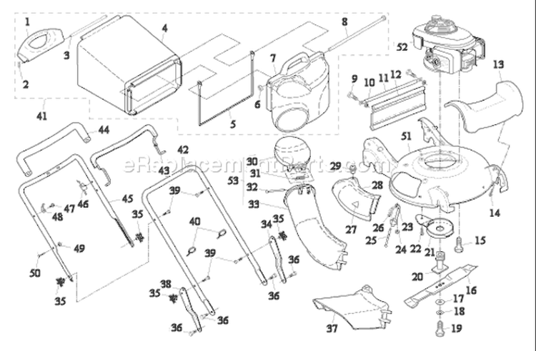 Page C Diagram and Parts List for 55R21HVC 55 R 21 HVC 954223210 -2003-12 Husqvarna Lawn Mower