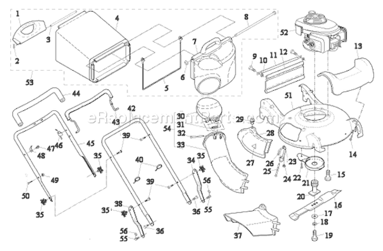 Page C Diagram and Parts List for 55R21HVD 55 R 21 HVD 954223210 -2004-01 Husqvarna Lawn Mower