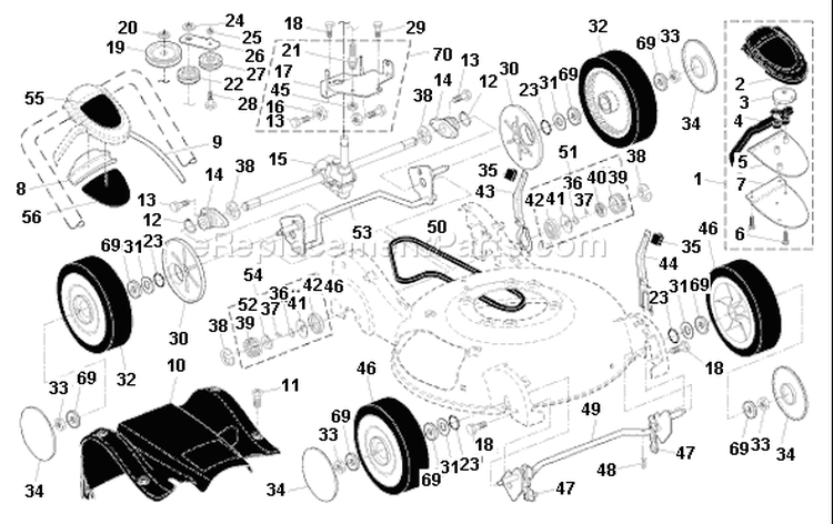 Page A Diagram and Parts List for 55R21HVL 55 R 21 HVL 96145000101 -2005-02 Husqvarna Lawn Mower