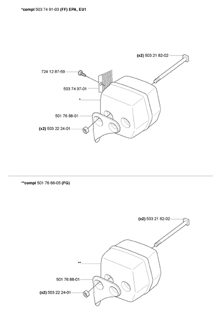 Page H Diagram and Parts List for 55RANCHER 55 Rancher 2007-02 Husqvarna Chainsaw
