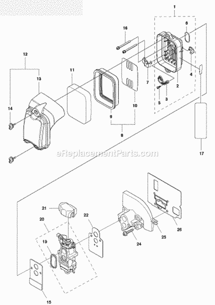 Carburetor  Air Filter Diagram and Parts List for 560BTS 2011-10 Husqvarna Leaf Blower / Vacuum