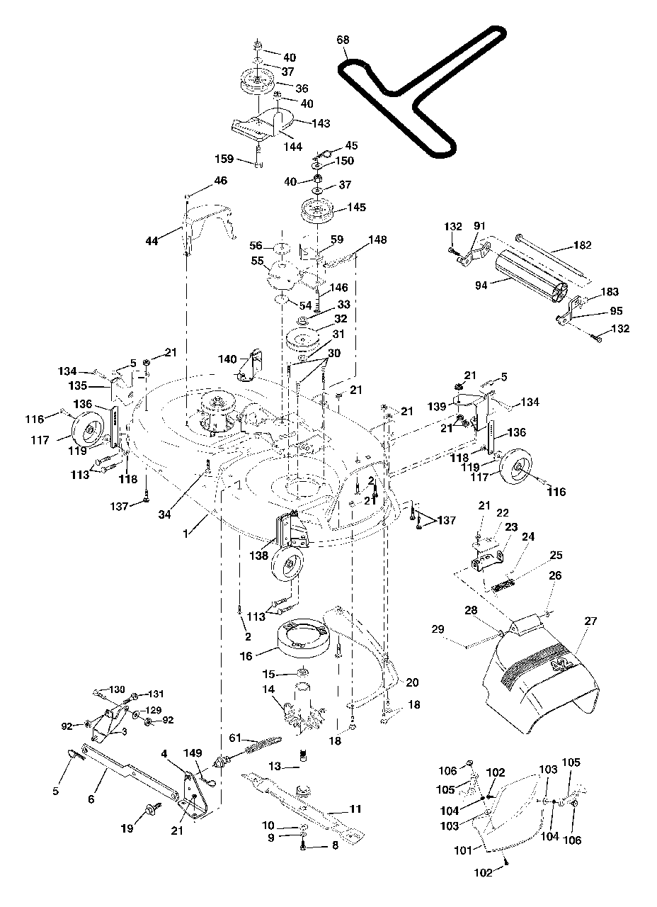 Mower Deck Diagram and Parts List for YTH1542XP (954567253-F)(2002-02) Husqvarna Lawn Tractor