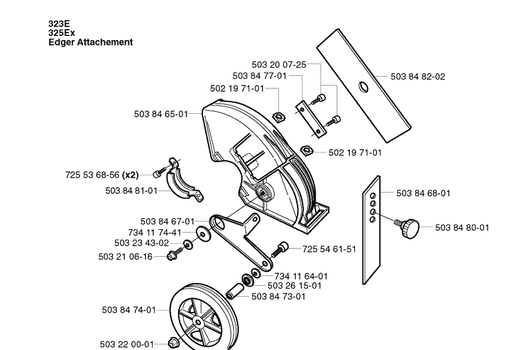 Cutting Equipment Diagram and Parts List for 325E 20020900001-Current Husqvarna Edger