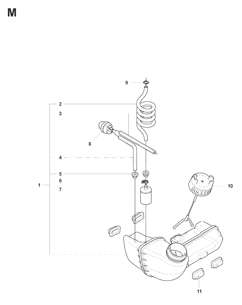 Fuel Tank Diagram and Parts List for 327LX 20080900001 - 20090100000 Husqvarna Trimmer