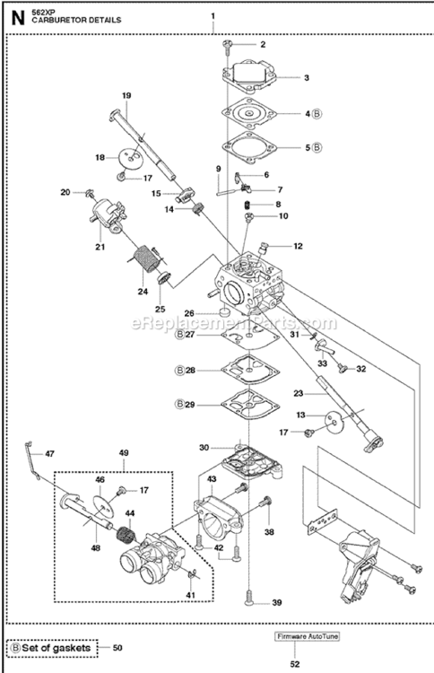 Page C Diagram and Parts List for 562XP  Husqvarna Chainsaw