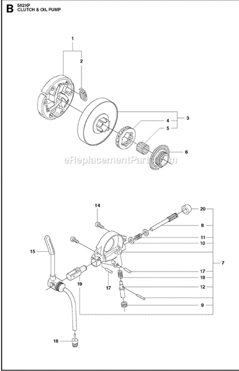 Page E Diagram and Parts List for 562XP  Husqvarna Chainsaw