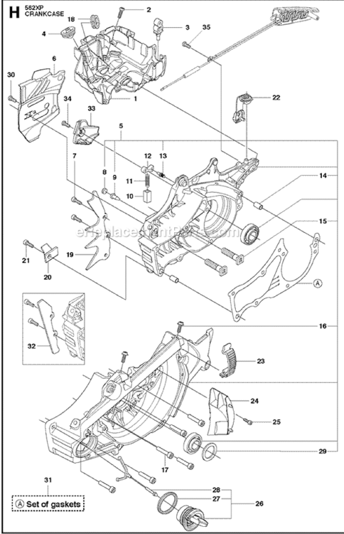 Page F Diagram and Parts List for 562XP  Husqvarna Chainsaw