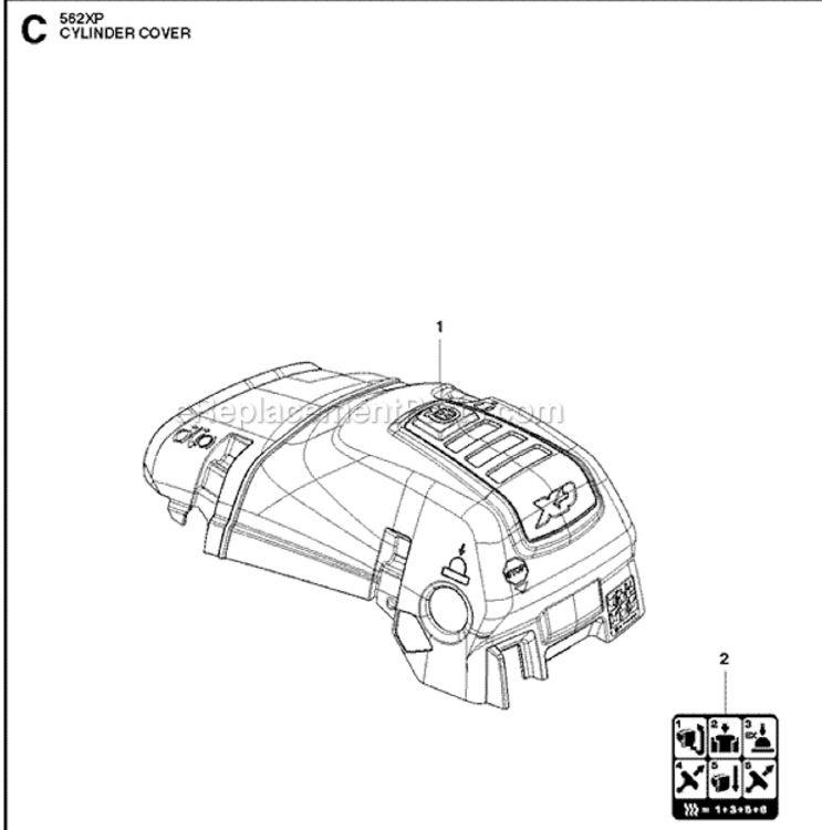 Page H Diagram and Parts List for 562XP  Husqvarna Chainsaw
