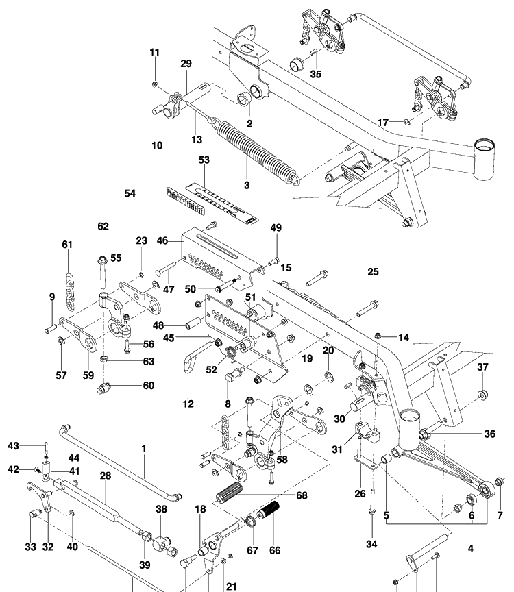 Mower Lift / Deck Lift Diagram and Parts List for PZ6034FX (966516801)(2009-09) Husqvarna Lawn Mower