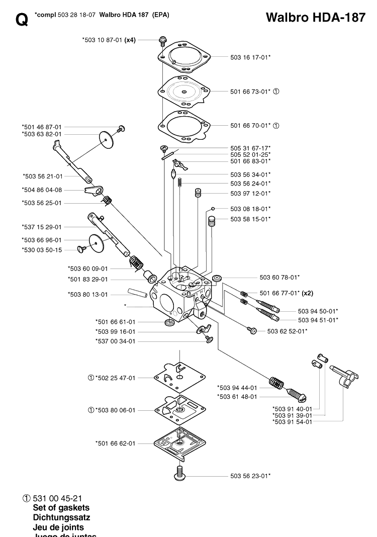 Carburetor Details 2 Diagram and Parts List for 250R 20023100001-20145399999 Husqvarna Brush Cutter