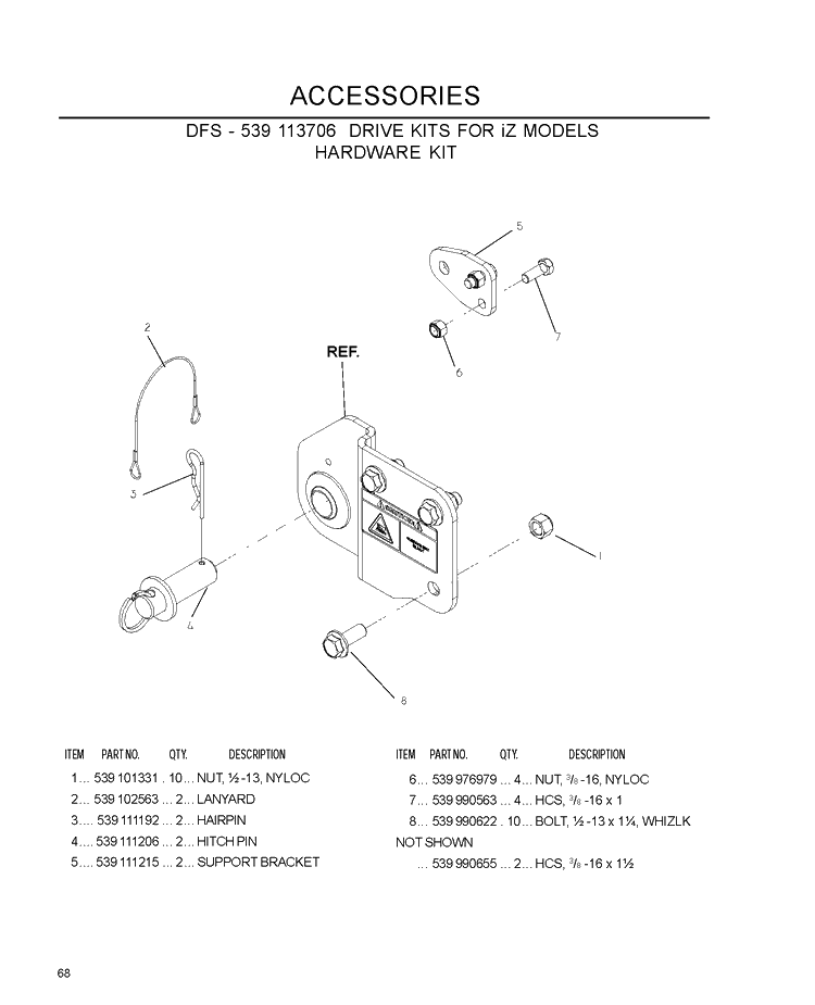 Accessories M Diagram and Parts List for IZ5223 (968999707)(2007-09) Husqvarna Lawn Mower
