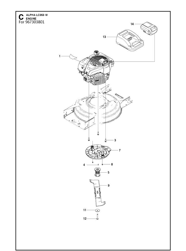Engine 2 Diagram and Parts List for LC353VI Classic Husqvarna Lawn Mower
