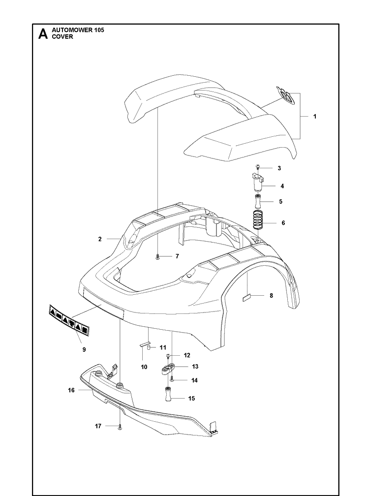 Cover Diagram and Parts List for 105 2019 Husqvarna Lawn Mower