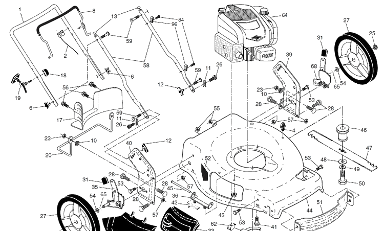 Engine Diagram and Parts List for LB155S (96121003701)(2016-08) Husqvarna Lawn Mower