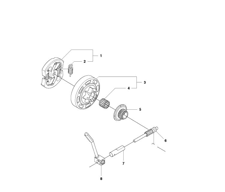 Clutch And Oil Pump Diagram and Parts List for 435 20102300001-20111800000 Husqvarna Chainsaw