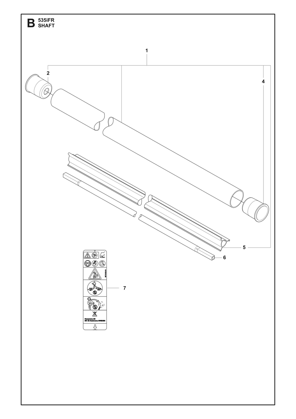 Shaft Diagram and Parts List for 535IFRBT  Husqvarna Brush Cutter